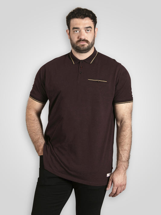 REDDITCH 1 -D555 Burgundy Pique Polo Shirt with Jacquard Collar