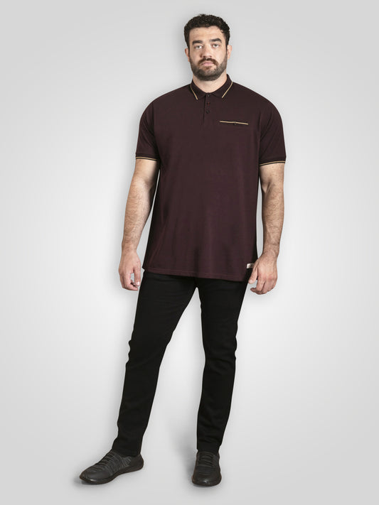REDDITCH 1 -D555 Burgundy Pique Polo Shirt with Jacquard Collar