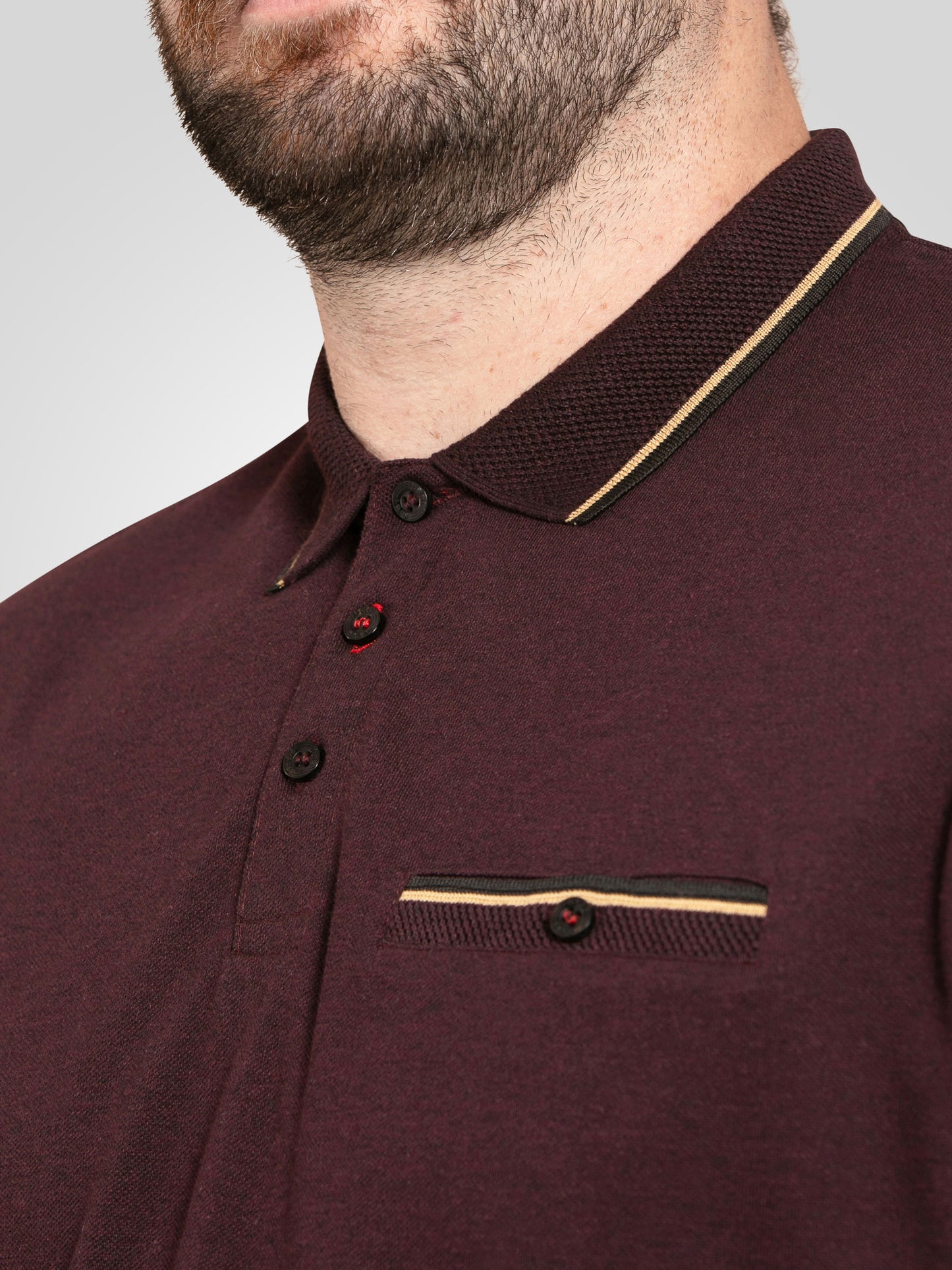 REDDITCH 1 -D555 Burgundy Pique Polo Shirt with Jacquard Collar