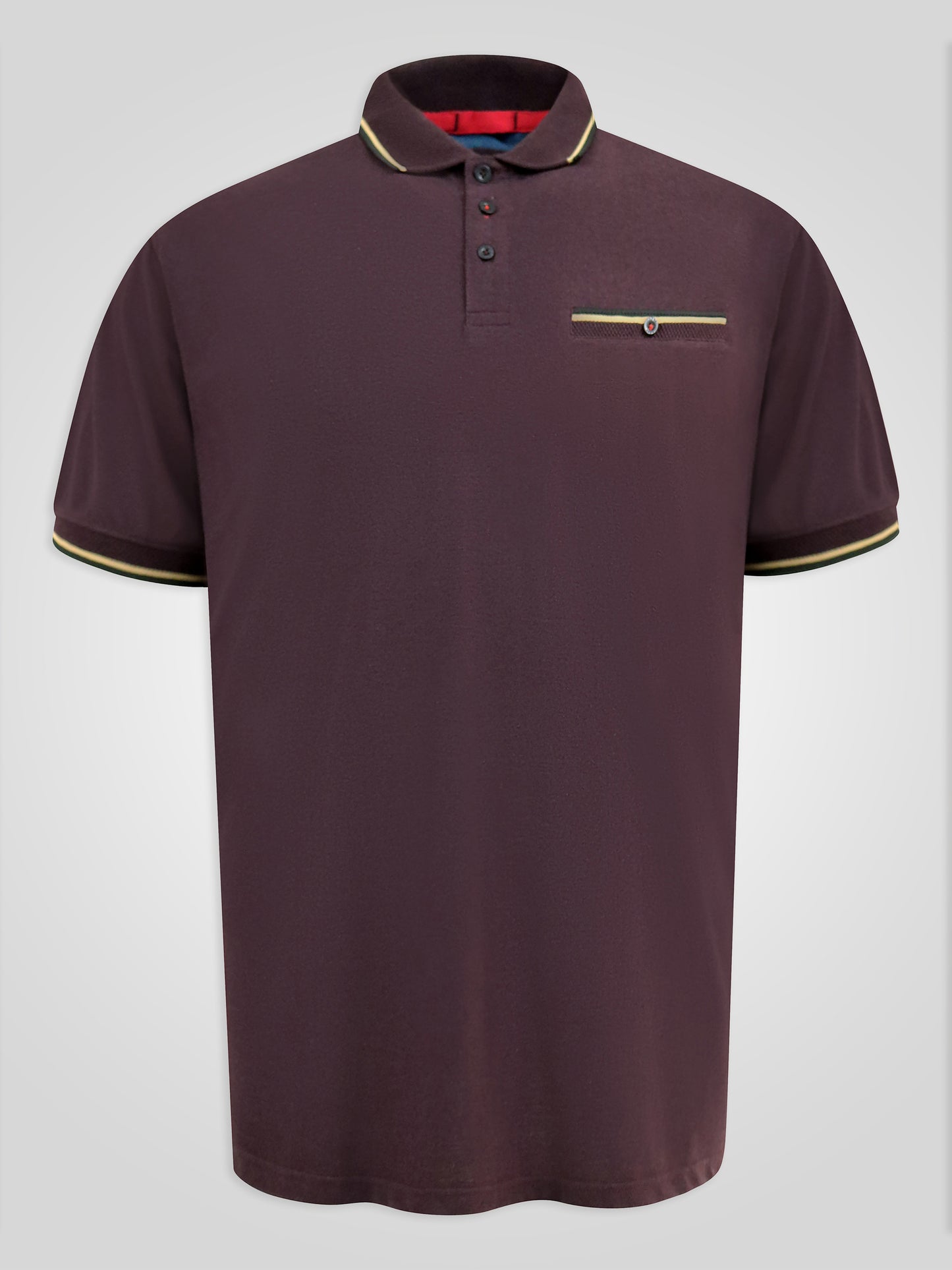 REDDITCH 1 -D555 Burgundy Pique Polo Shirt with Jacquard Collar