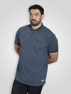 REDDITCH 2 -D555 Blue Pique Polo Shirt with Jacquard Collar with Chest Pocket