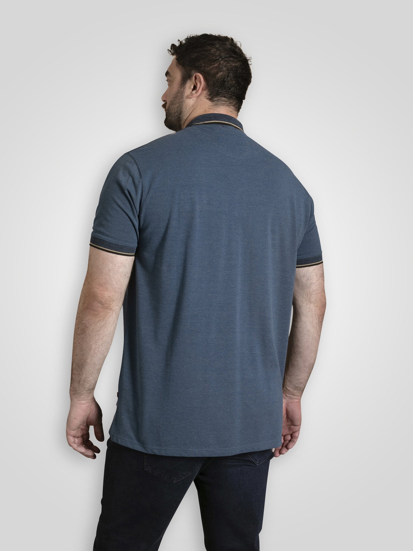 REDDITCH 2 -D555 Blue Pique Polo Shirt with Jacquard Collar with Chest Pocket