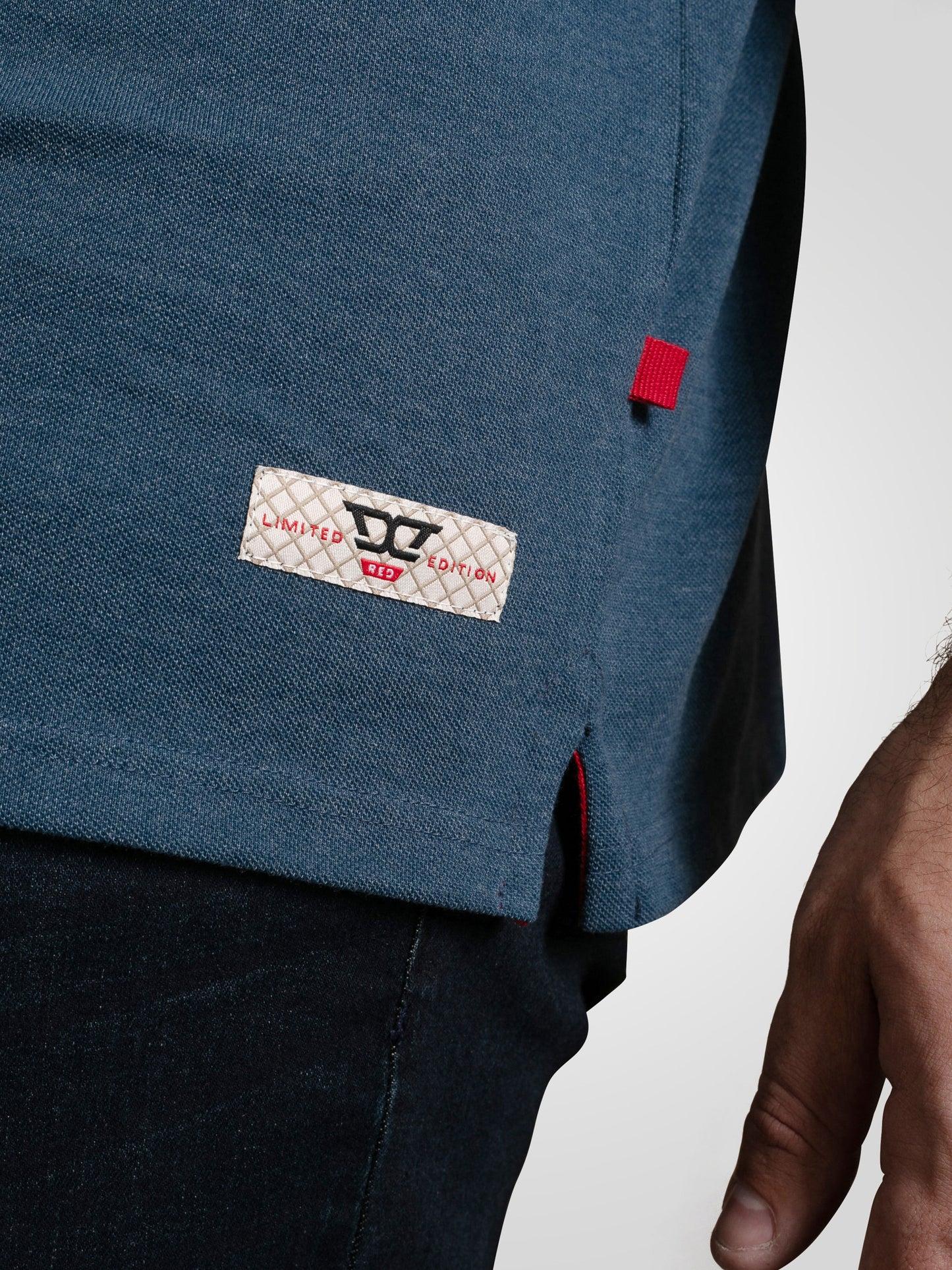 REDDITCH 2 -D555 Blue Pique Polo Shirt with Jacquard Collar with Chest Pocket