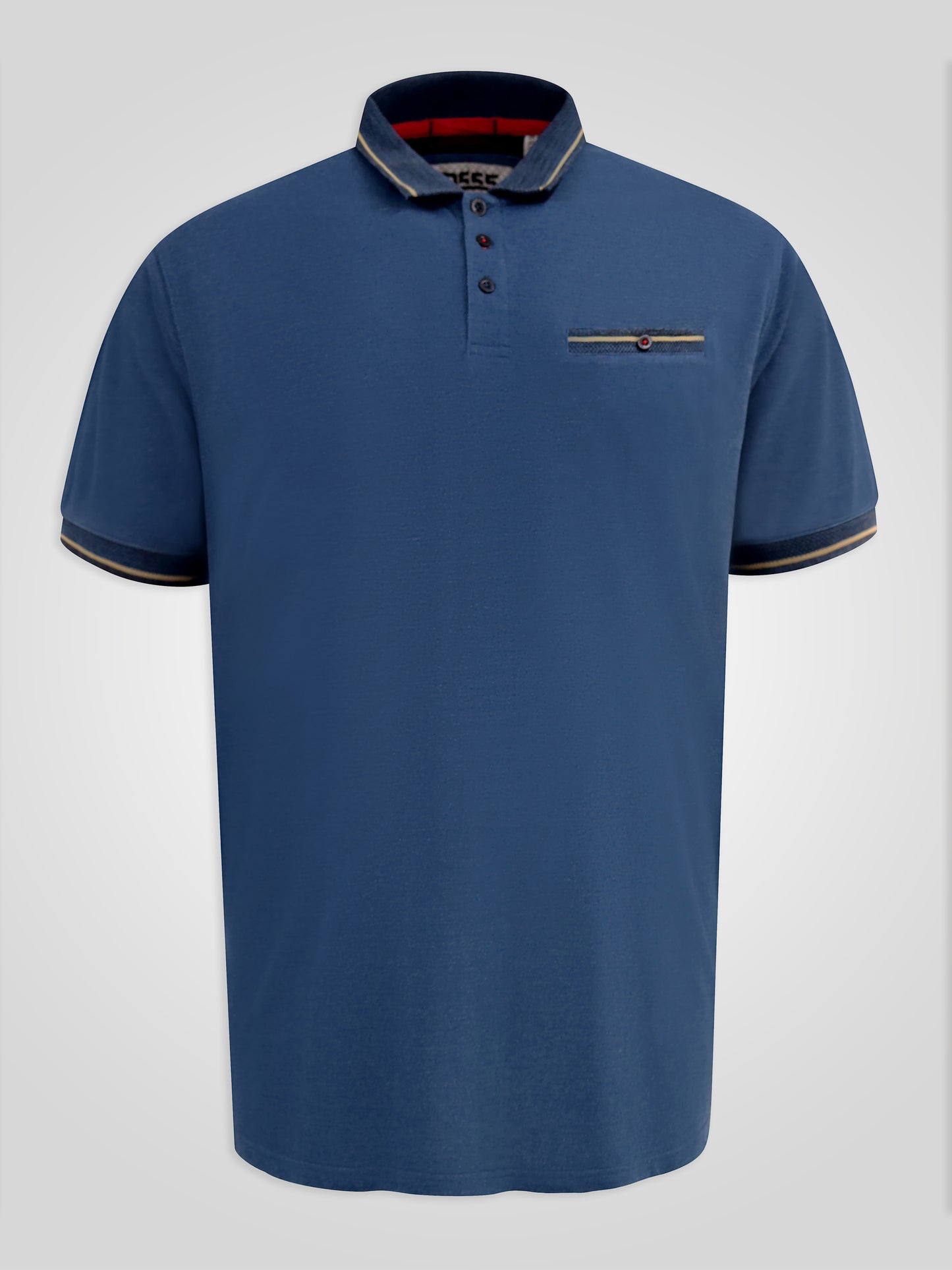 REDDITCH 2 -D555 Blue Pique Polo Shirt with Jacquard Collar with Chest Pocket
