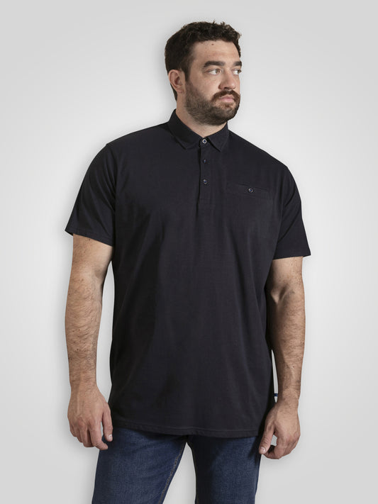 MANCHESTER -D555 Navy Blue Single Jersey Polo Collar with Chest Pocket