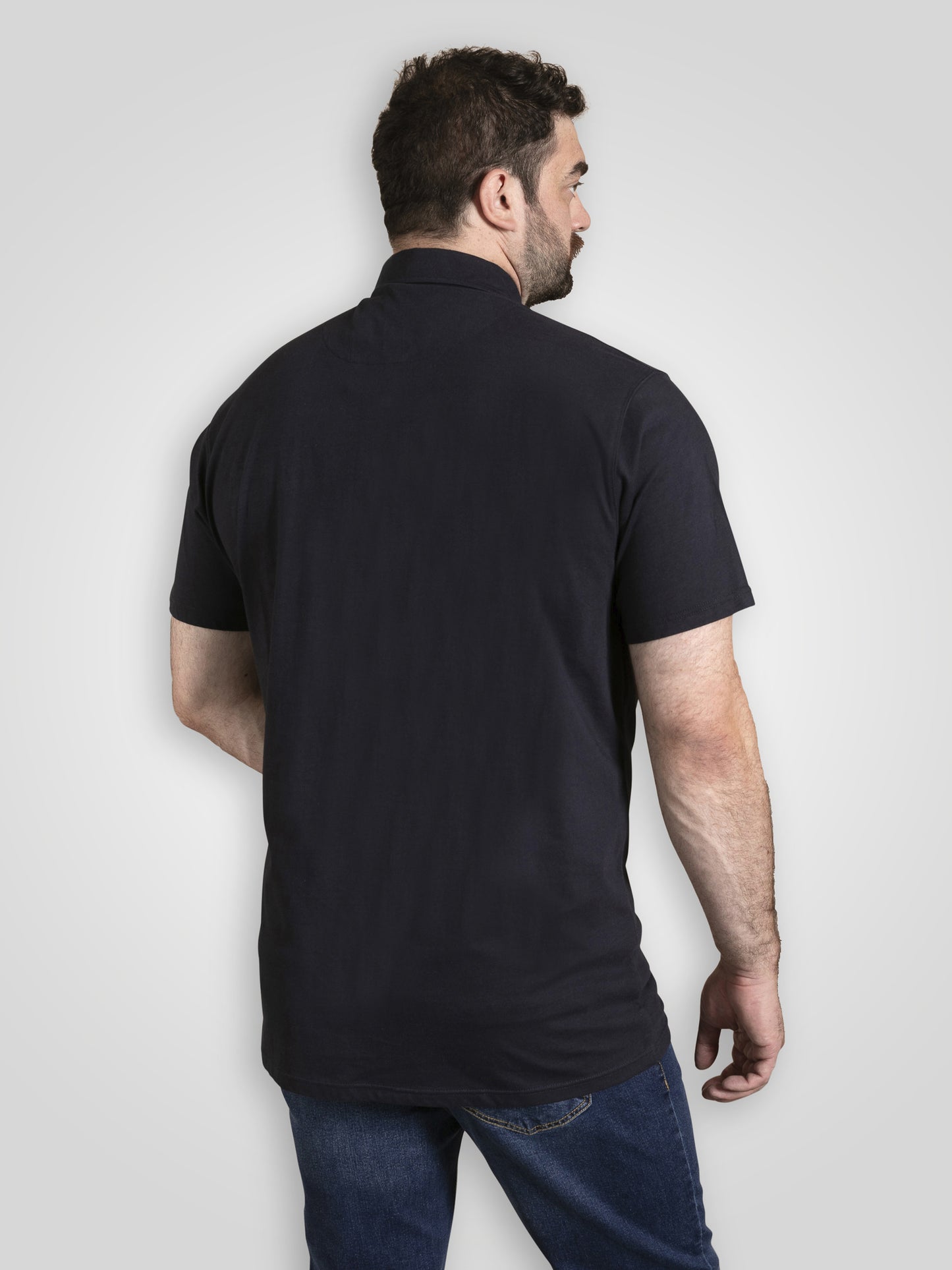 MANCHESTER -D555 Navy Blue Single Jersey Polo Collar with Chest Pocket