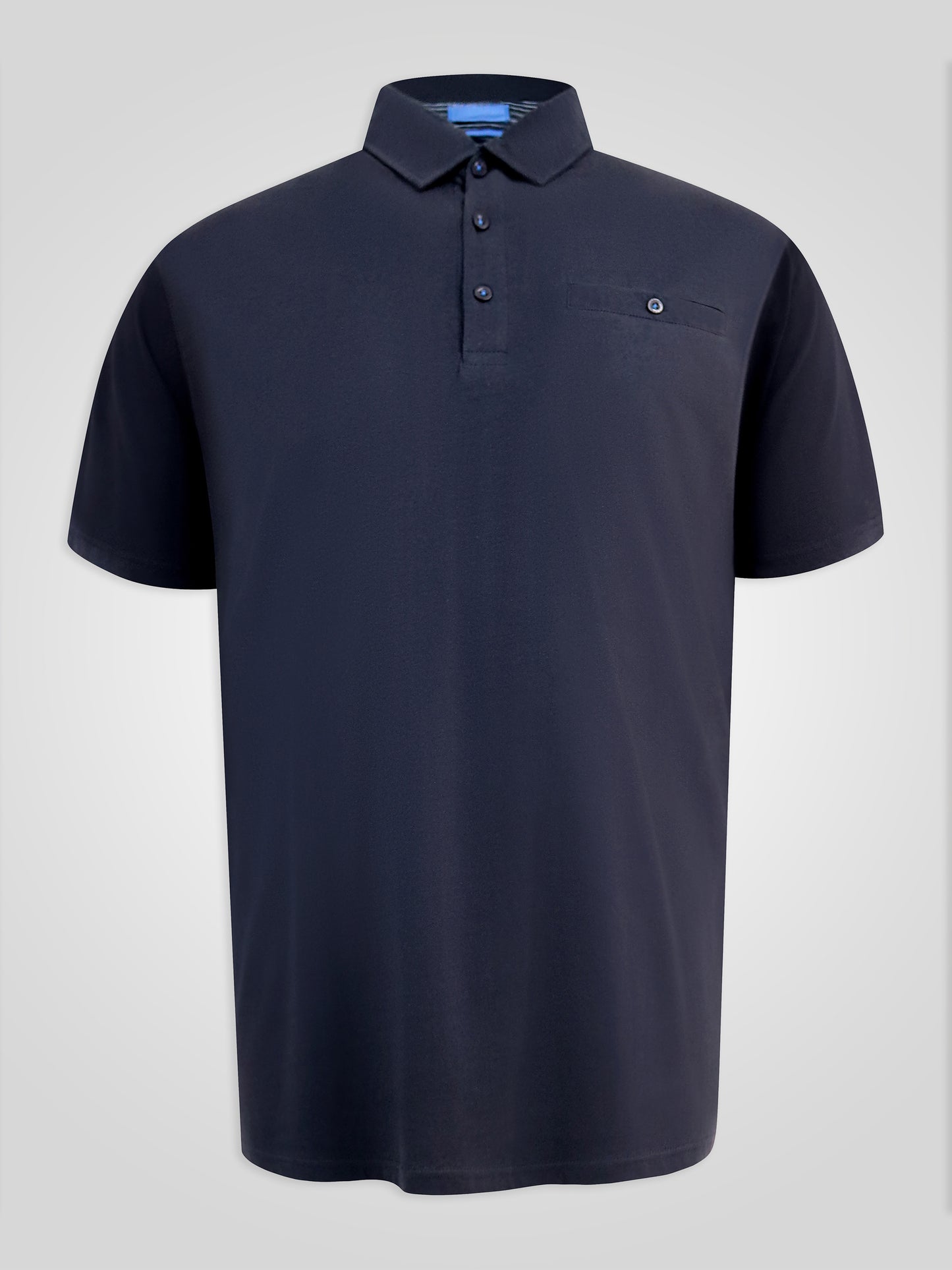 MANCHESTER -D555 Navy Blue Single Jersey Polo Collar with Chest Pocket