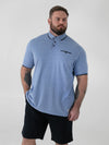 HARVEY 1 -D555 Blue Jacquard Collar and Cuffs Pique Polo with Pocket