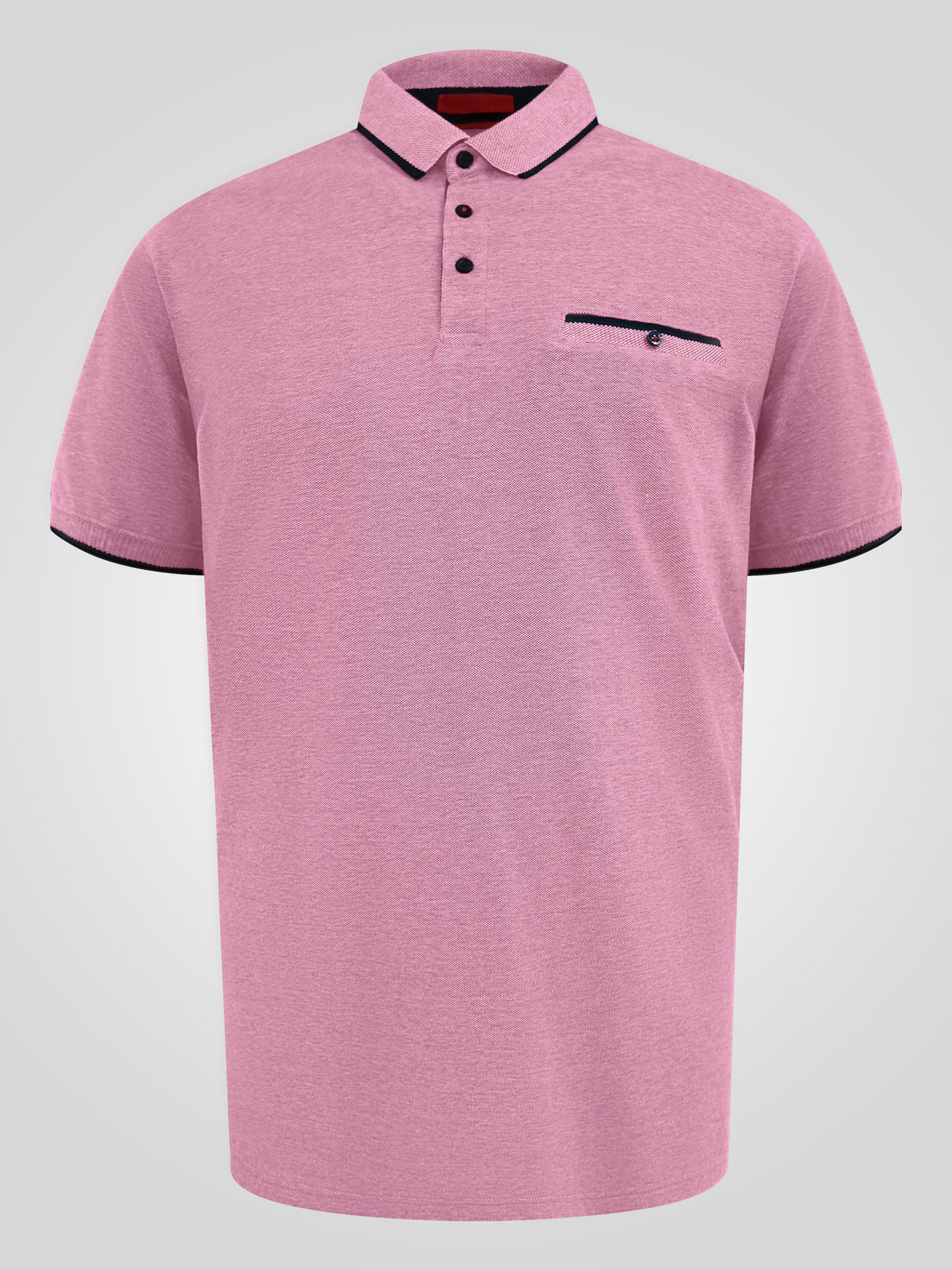 HARVEY 2 -D555 Red Jacquard Collar and Cuffs Pique Polo with Pocket