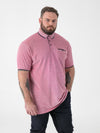 HARVEY 2 -D555 Red Jacquard Collar and Cuffs Pique Polo with Pocket