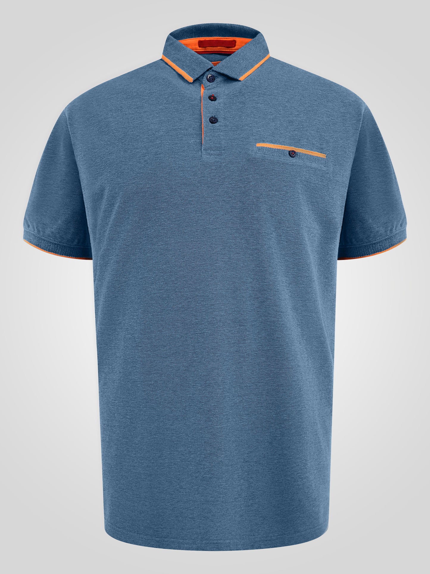 HARVEY 3 -D555 Teal Green Jacquard Collar and Cuffs Pique Polo with Pocket