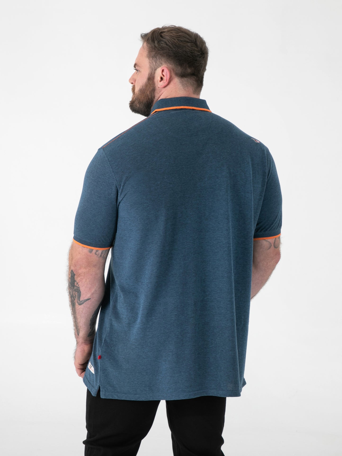 HARVEY 3 -D555 Teal Green Jacquard Collar and Cuffs Pique Polo with Pocket