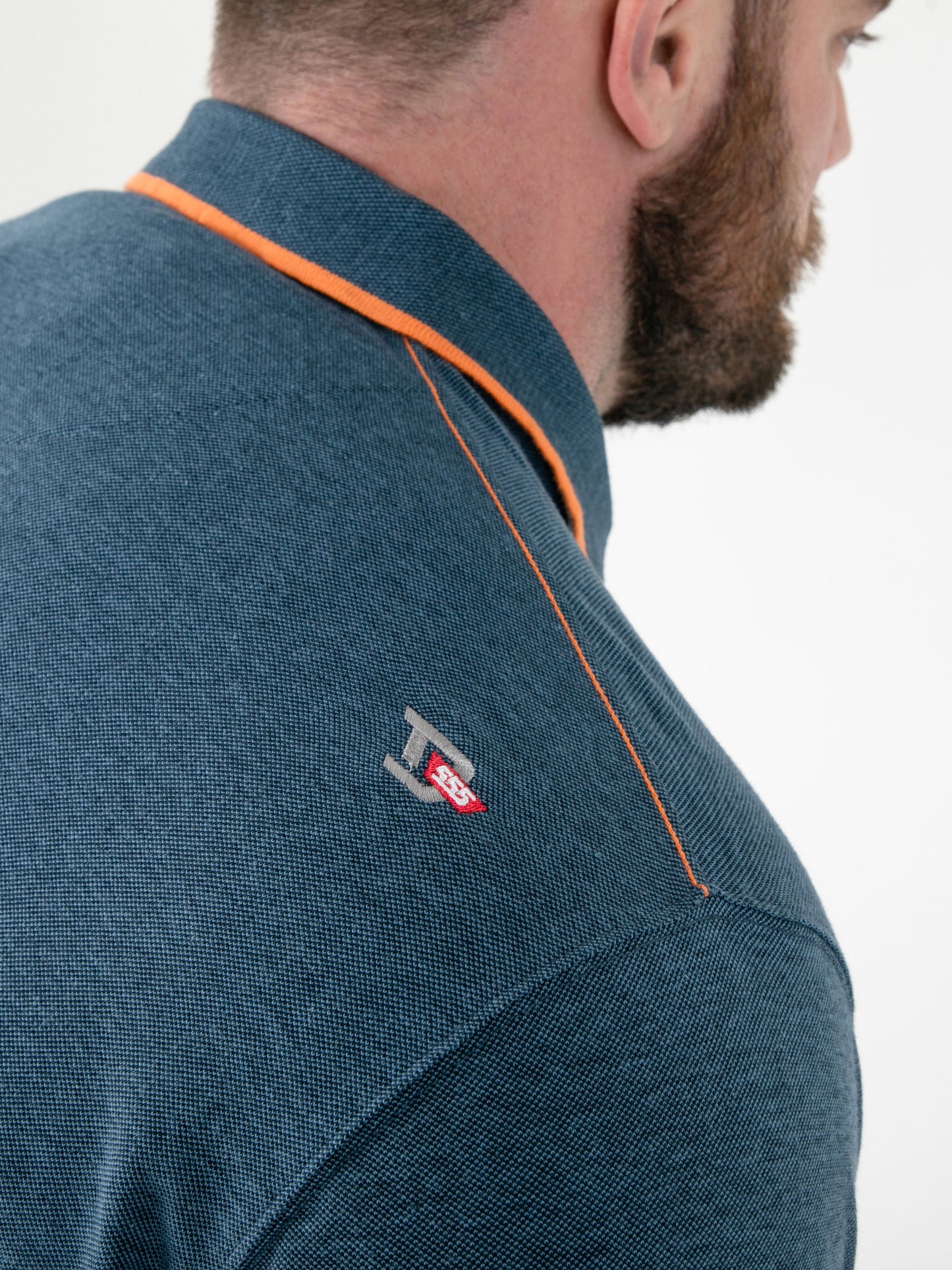 HARVEY 3 -D555 Teal Green Jacquard Collar and Cuffs Pique Polo with Pocket