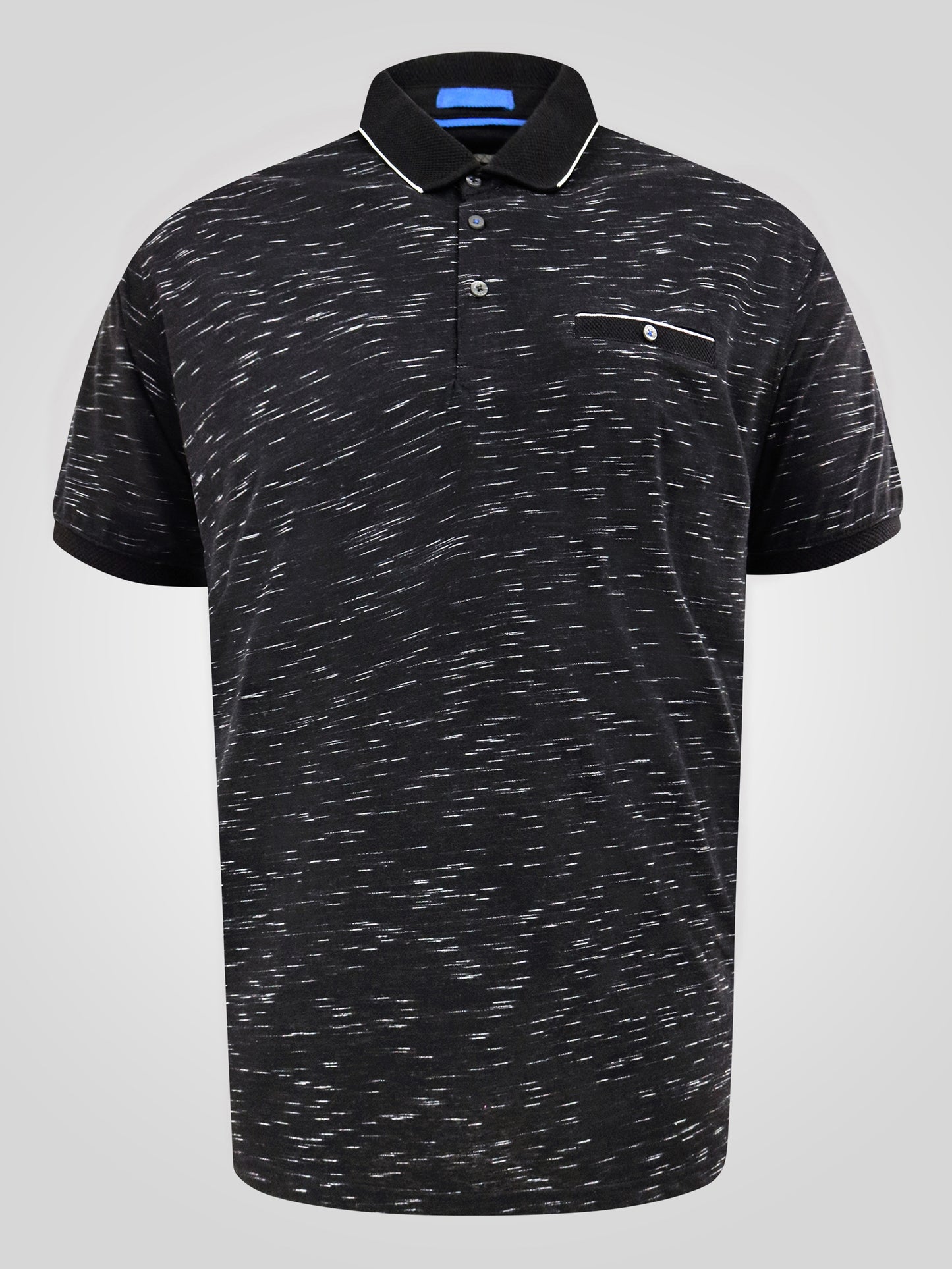 MURPHY -D555 Black Reno Polo with Jacquard Collar and Pocket
