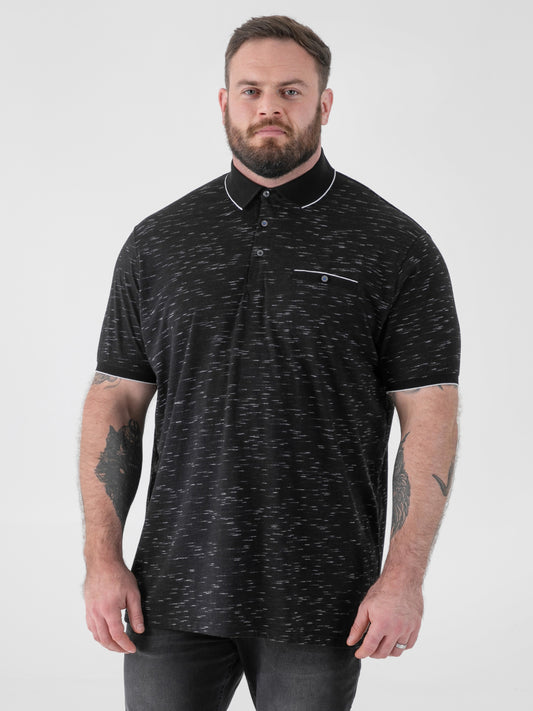 MURPHY -D555 Black Reno Polo with Jacquard Collar and Pocket