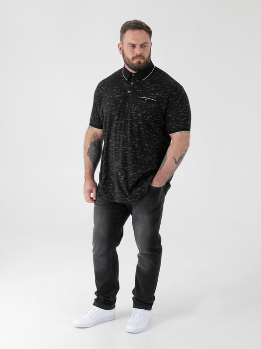 MURPHY -D555 Black Reno Polo with Jacquard Collar and Pocket