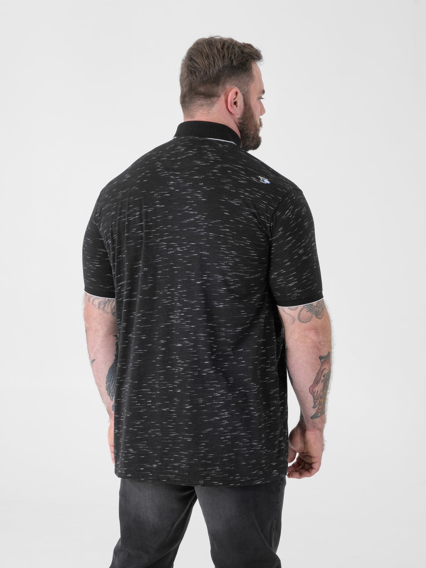 MURPHY -D555 Black Reno Polo with Jacquard Collar and Pocket