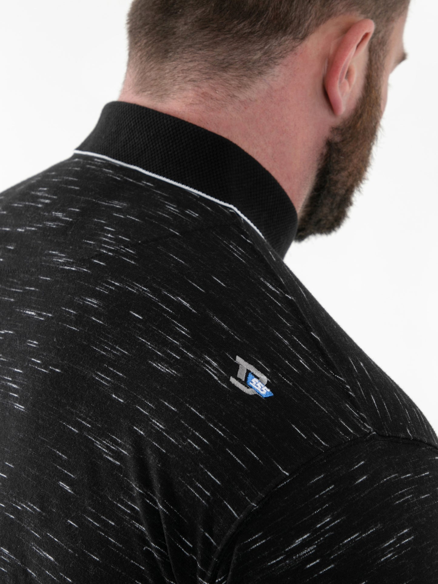 MURPHY -D555 Black Reno Polo with Jacquard Collar and Pocket