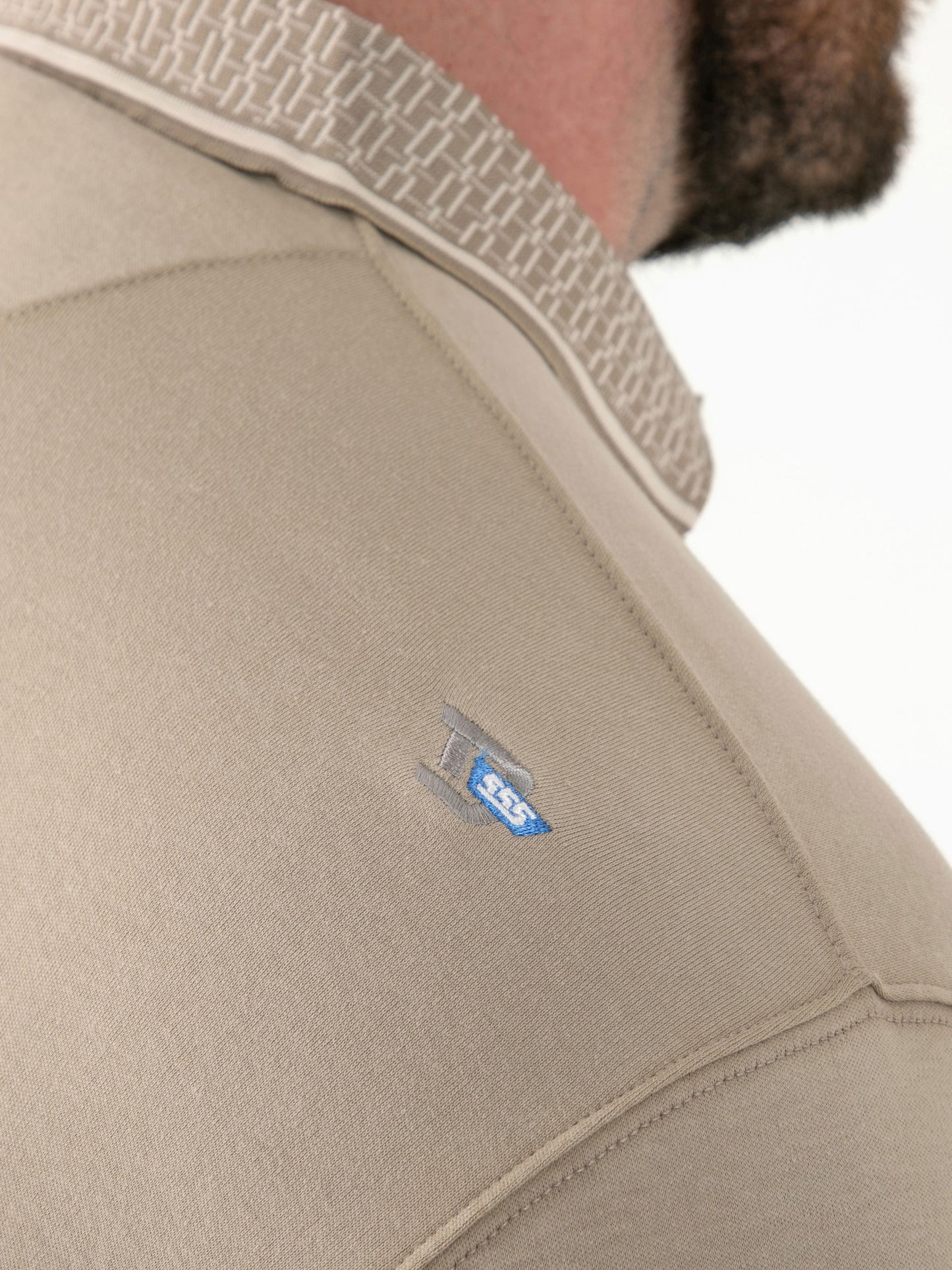 BARRETT 1 -D555 Stone Interlock Polo with Jacquard Collar and Chest Pocket