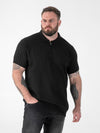 KENNEDY -D555 Black Cable Knitted Polo with Quarter Neck Zip