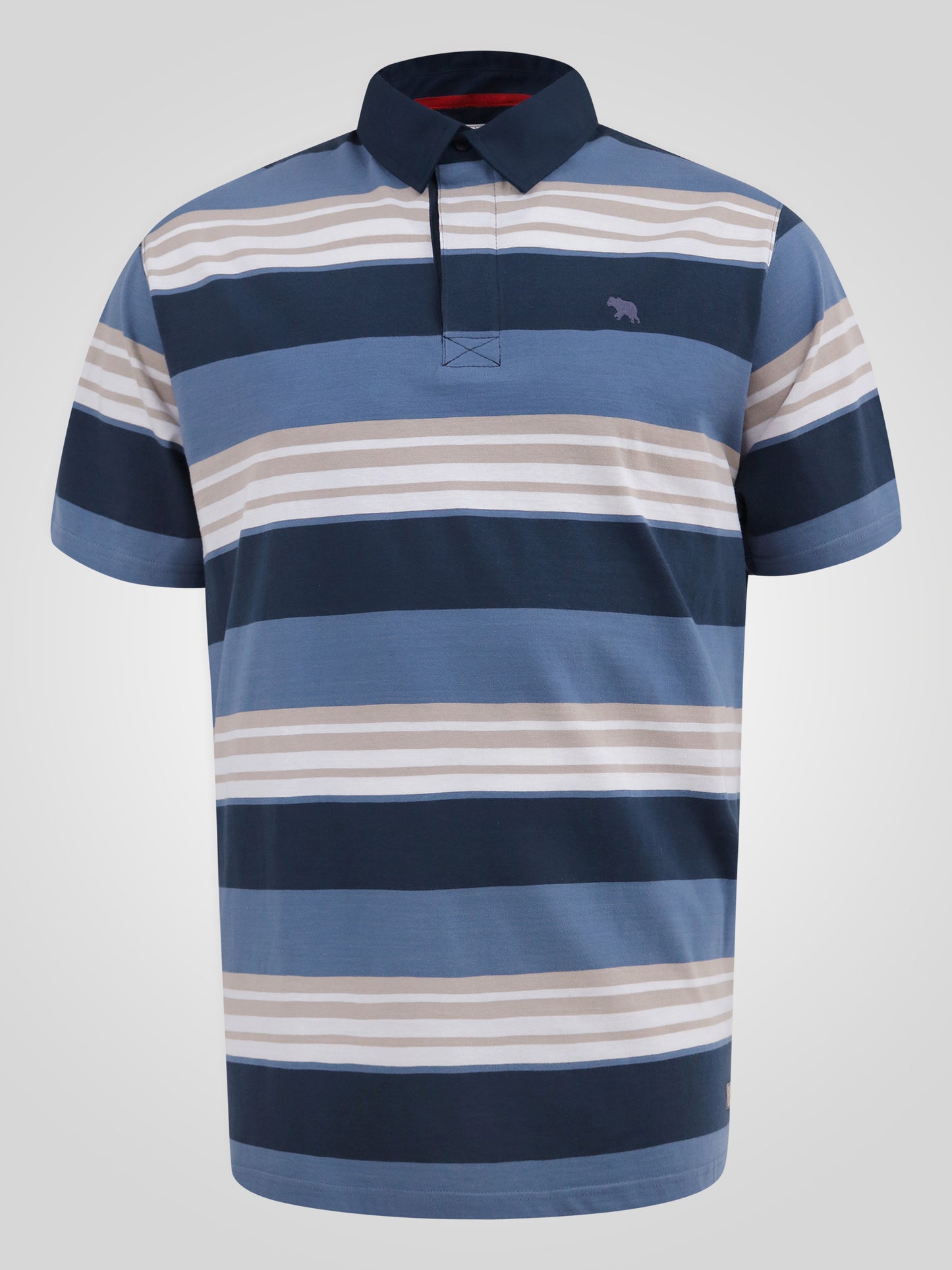 WILLIS -D555 Navy Stripe Short Sleeve Rugby Polo