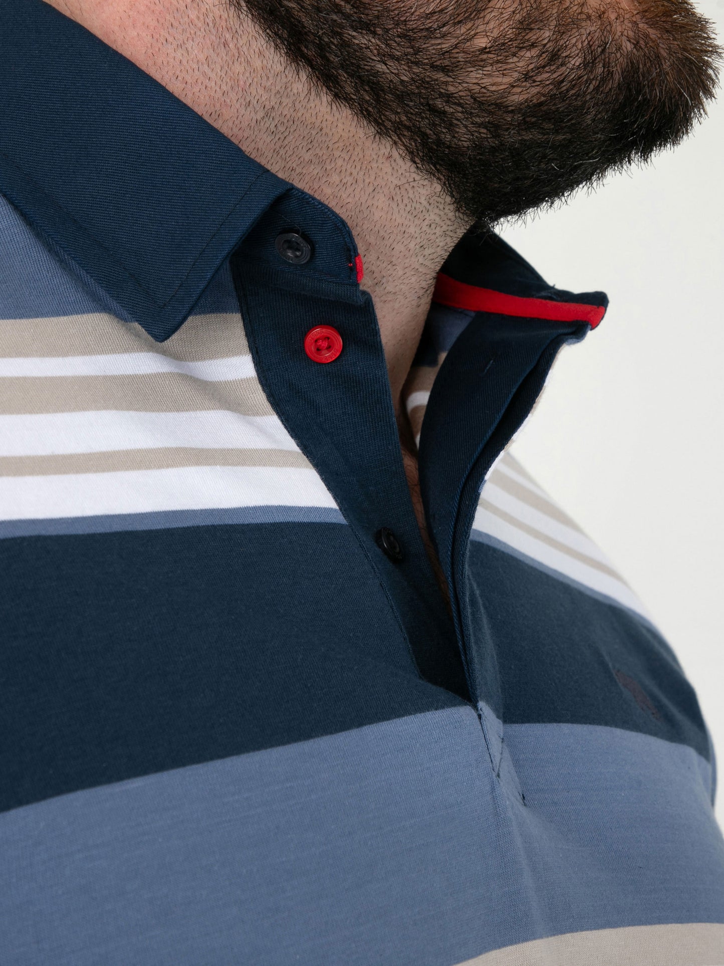 WILLIS -D555 Navy Stripe Short Sleeve Rugby Polo