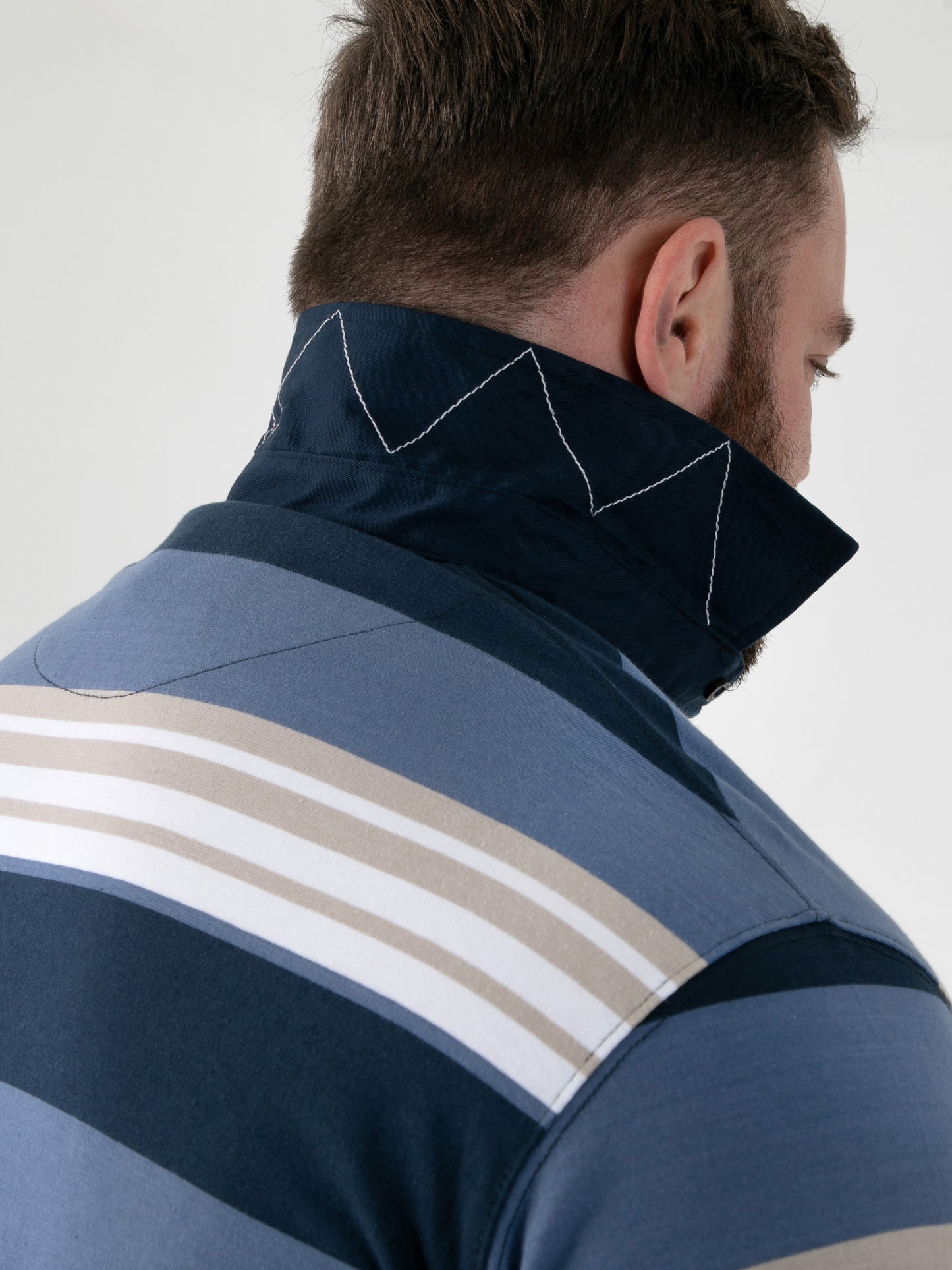 WILLIS -D555 Navy Stripe Short Sleeve Rugby Polo