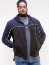 VINCENT -D555 Navy/Black Full Zip Hoody with Chest and Sleeve Piping Detail
