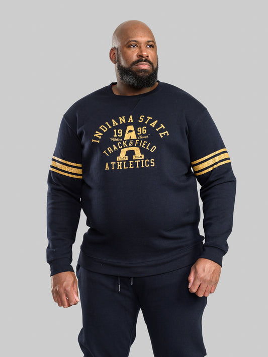 CHARLESTOWN -D555 Navy Blue Indiana State Printed Crew Neck Sweatshirt