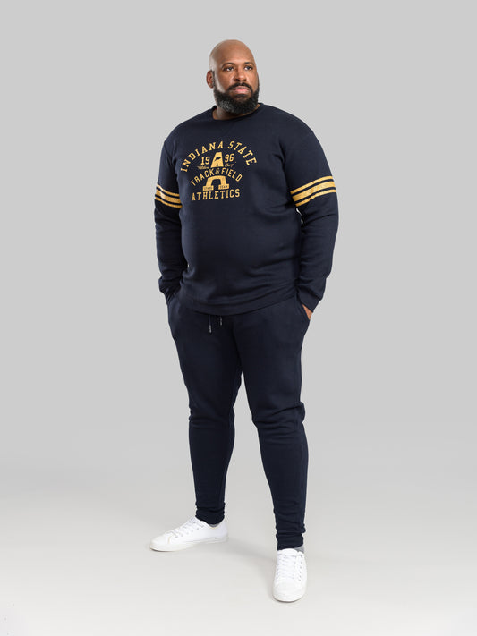 CHARLESTOWN -D555 Navy Blue Indiana State Printed Crew Neck Sweatshirt