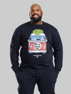 WEYMOUTH -D555 Navy Blue Official Licensed VW Christmas Camper Van Sweatshirt