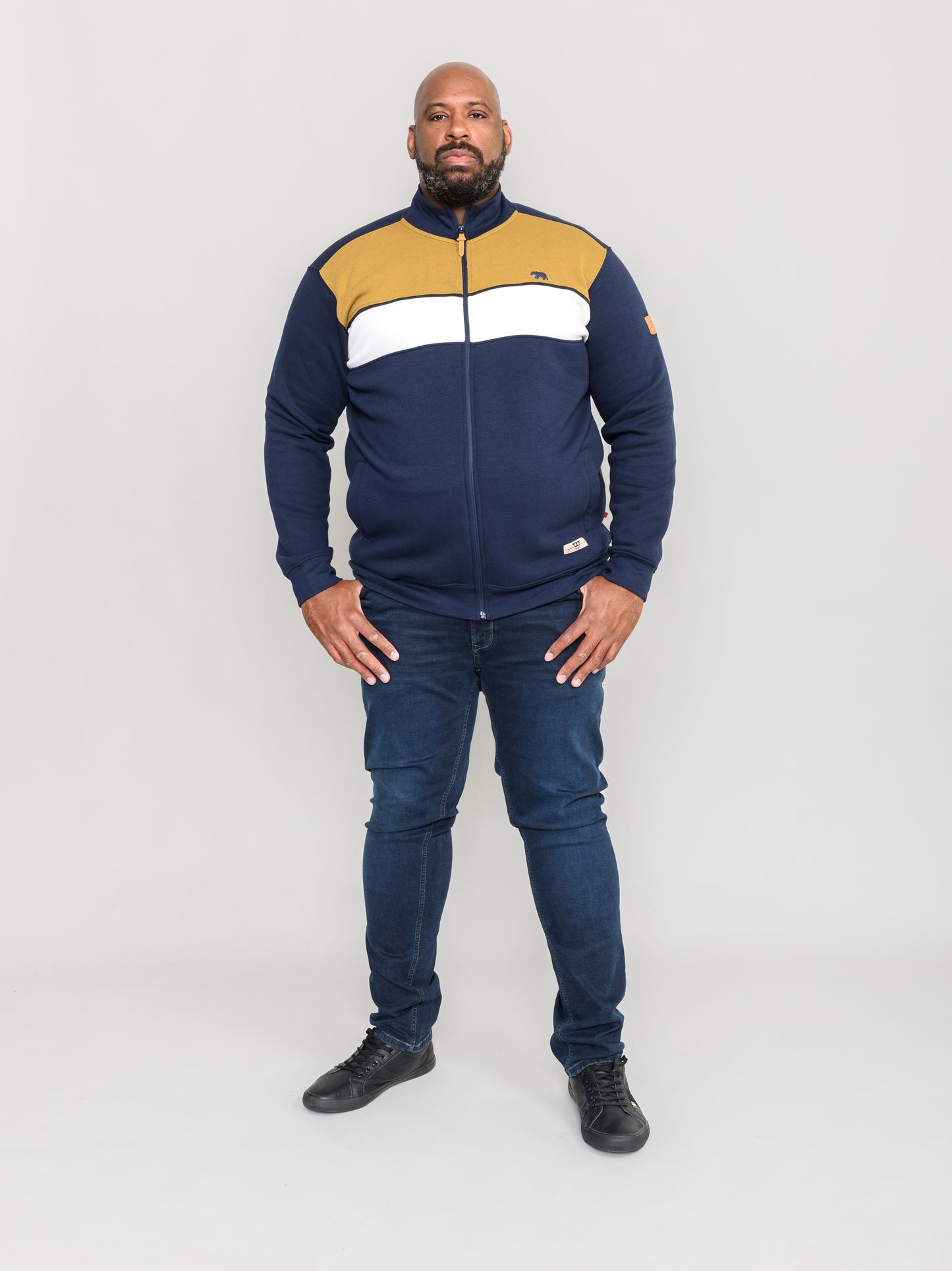 WILLOWBROOK -D555 Navy Blue Cut and Sew Full Zipper Sweatshirt