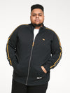 MARSTON -D555 Black Zip Through Sweatshirt with Ribbed Collar