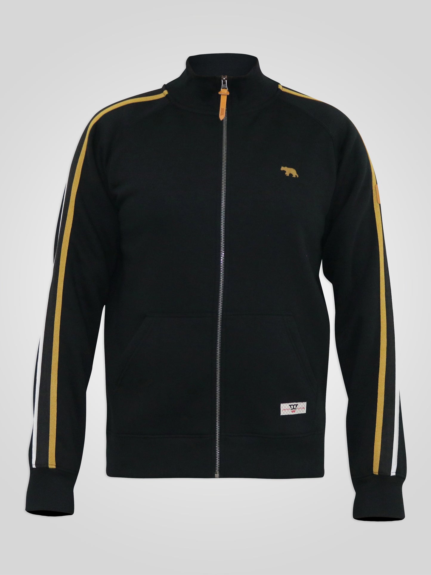 MARSTON -D555 Black Zip Through Sweatshirt with Ribbed Collar