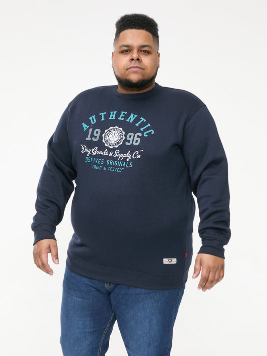 KEYWORTH -D555 Navy Blue Authentic Printed Crew Neck Sweatshirt