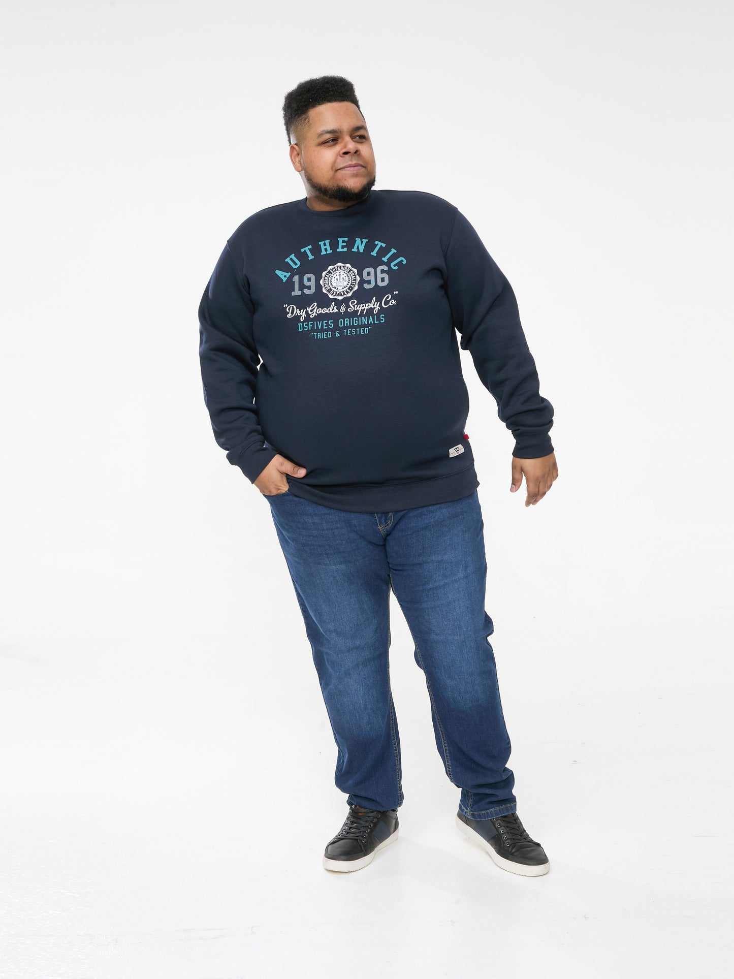 KEYWORTH -D555 Navy Blue Authentic Printed Crew Neck Sweatshirt