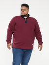 HIRALDO -D555 Burgundy Quarter Zip Neck Pique Fleece Sweatshirt