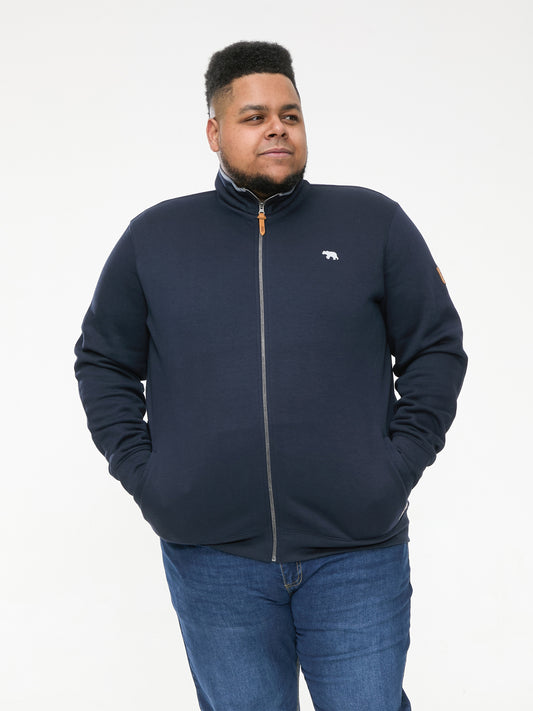 NASHUA -D555 Navy Blue Zip Through Sweatshirt In Fleece