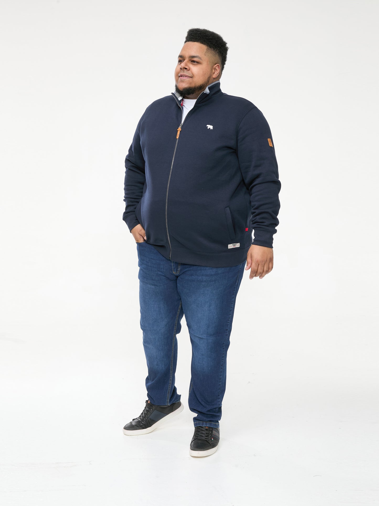 NASHUA -D555 Navy Blue Zip Through Sweatshirt In Fleece