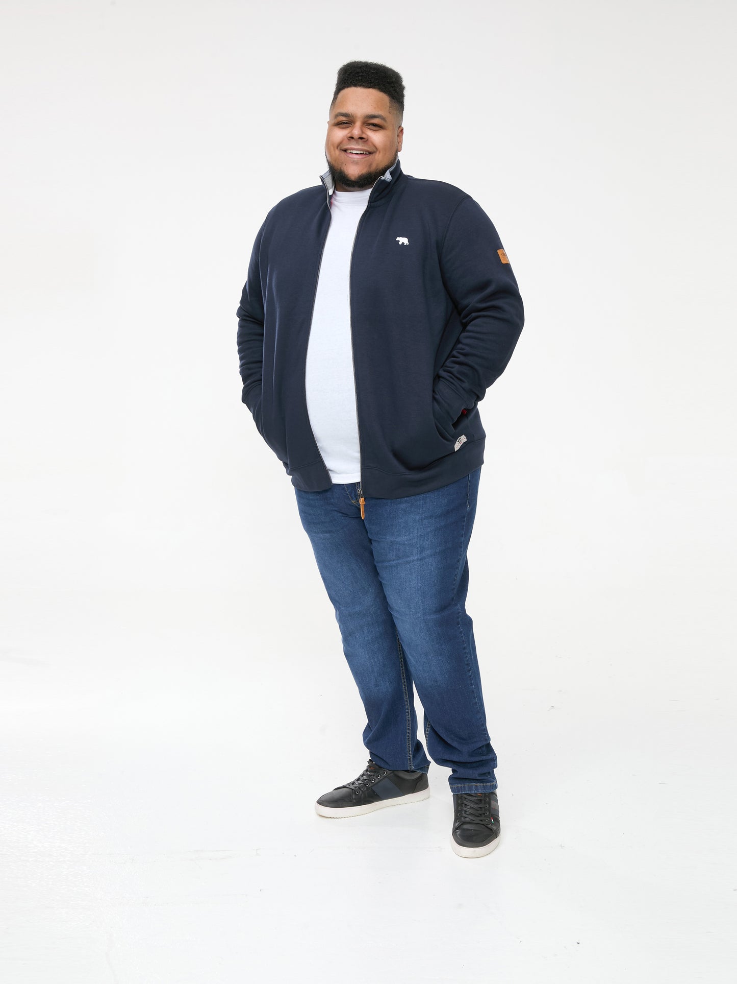 NASHUA -D555 Navy Blue Zip Through Sweatshirt In Fleece