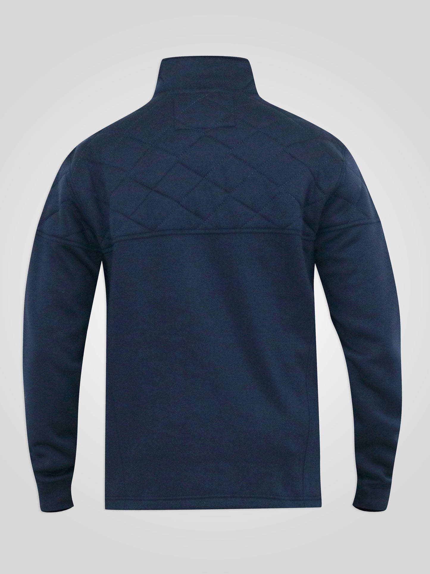 SWANN -D555 Navy Blue Quarter Zip Neck Sweatshirt with Quilted Top Panel
