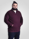 LANCASTER -D555 Burgundy Quarter Zip Neck Sweatshirt In Quilted Fabric