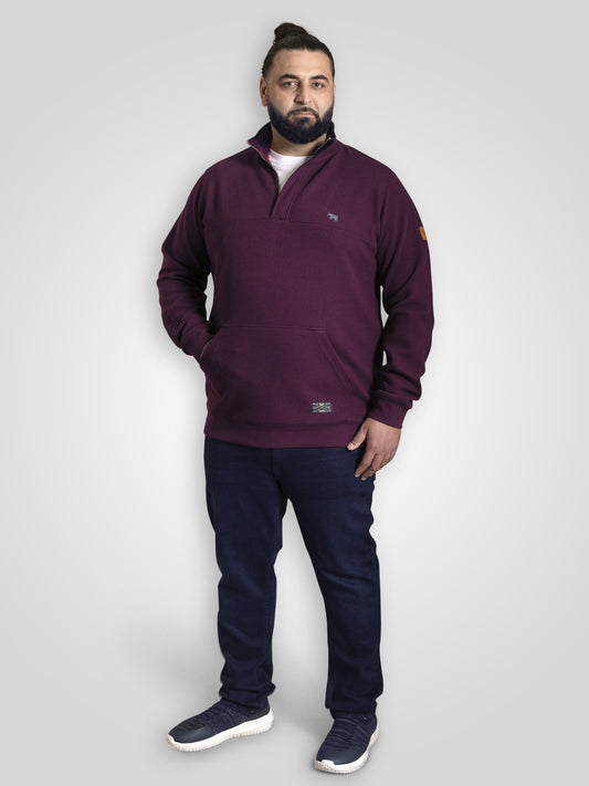 LANCASTER -D555 Burgundy Quarter Zip Neck Sweatshirt In Quilted Fabric