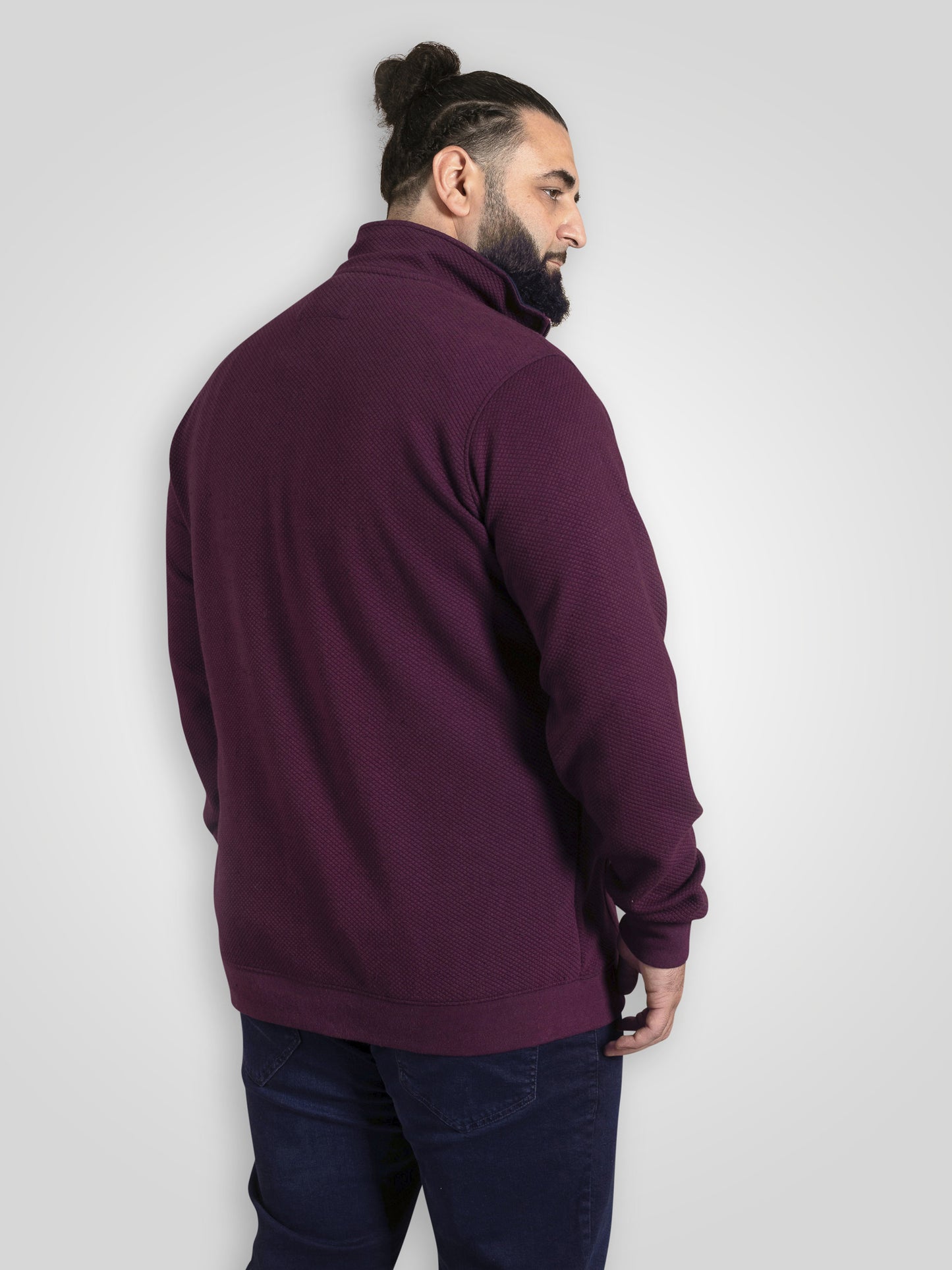 LANCASTER -D555 Burgundy Quarter Zip Neck Sweatshirt In Quilted Fabric