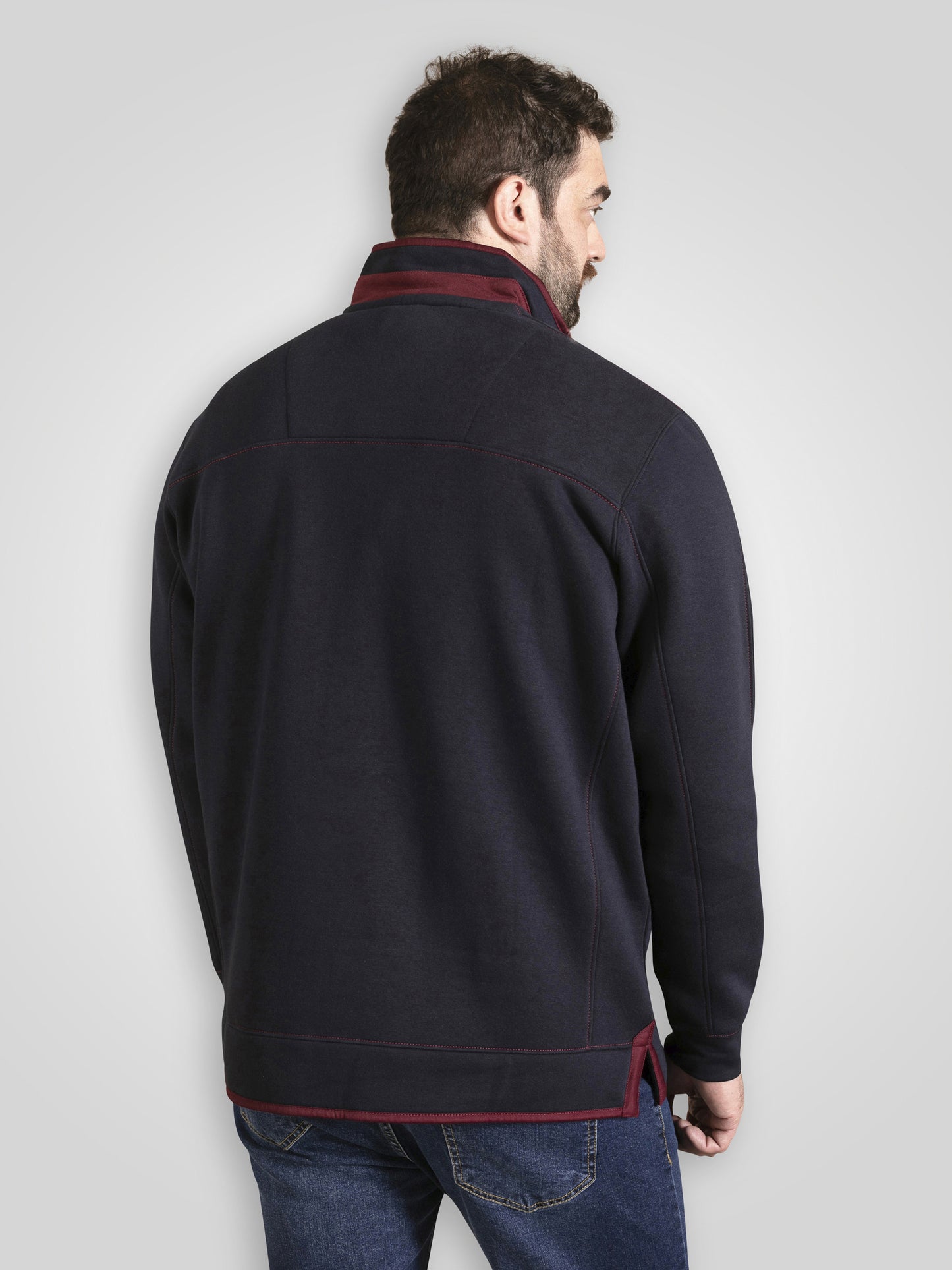 LEICESTER 1 -D555 Navy Blue Navy Quarter Zip Neck Fleece Sweatshirt