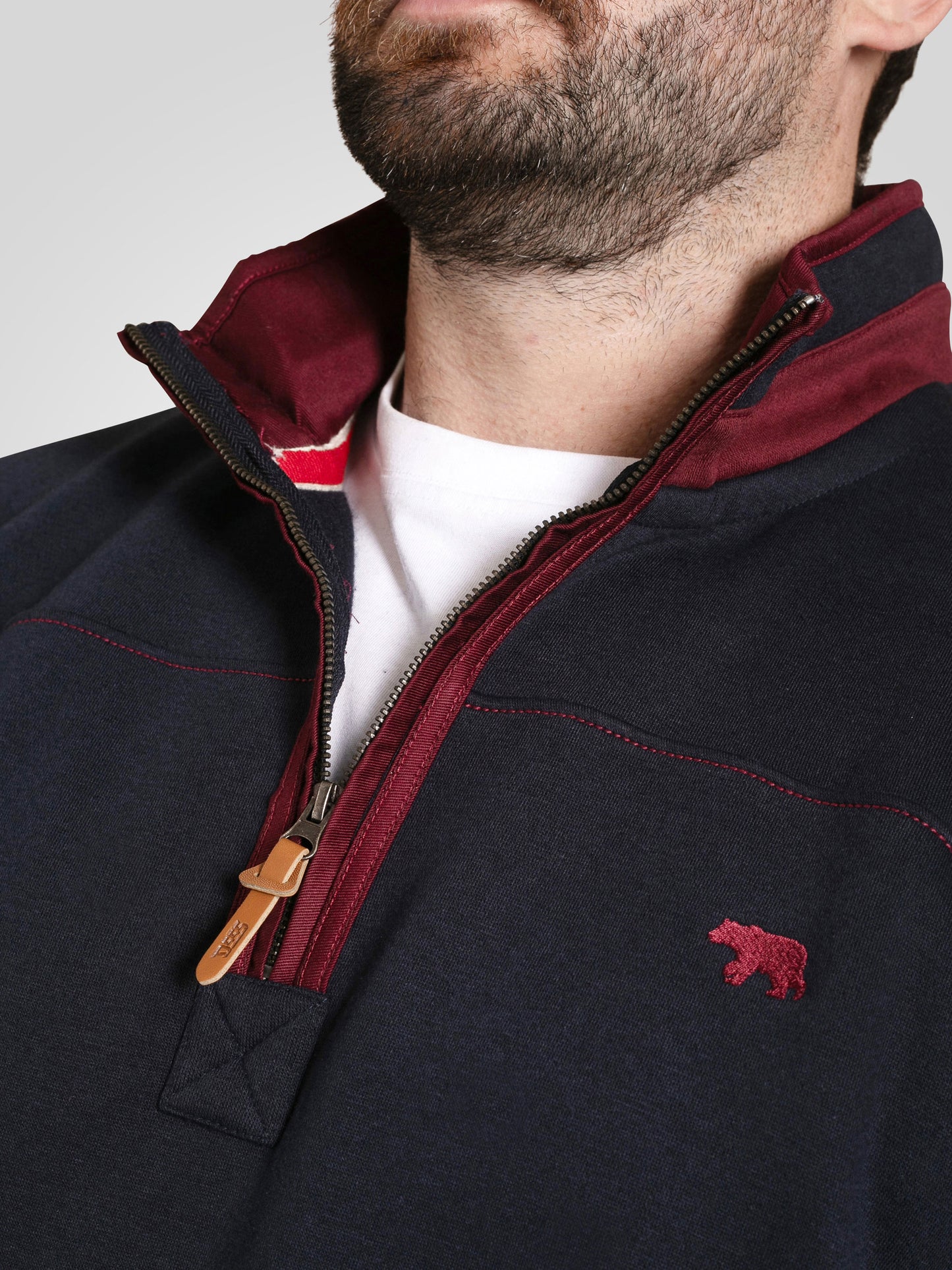 LEICESTER 1 -D555 Navy Blue Navy Quarter Zip Neck Fleece Sweatshirt