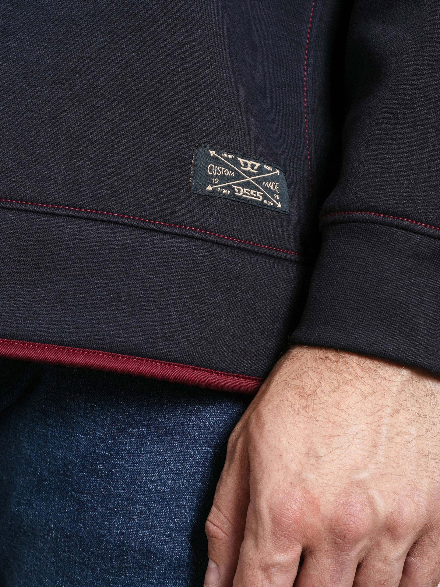 LEICESTER 1 -D555 Navy Blue Navy Quarter Zip Neck Fleece Sweatshirt