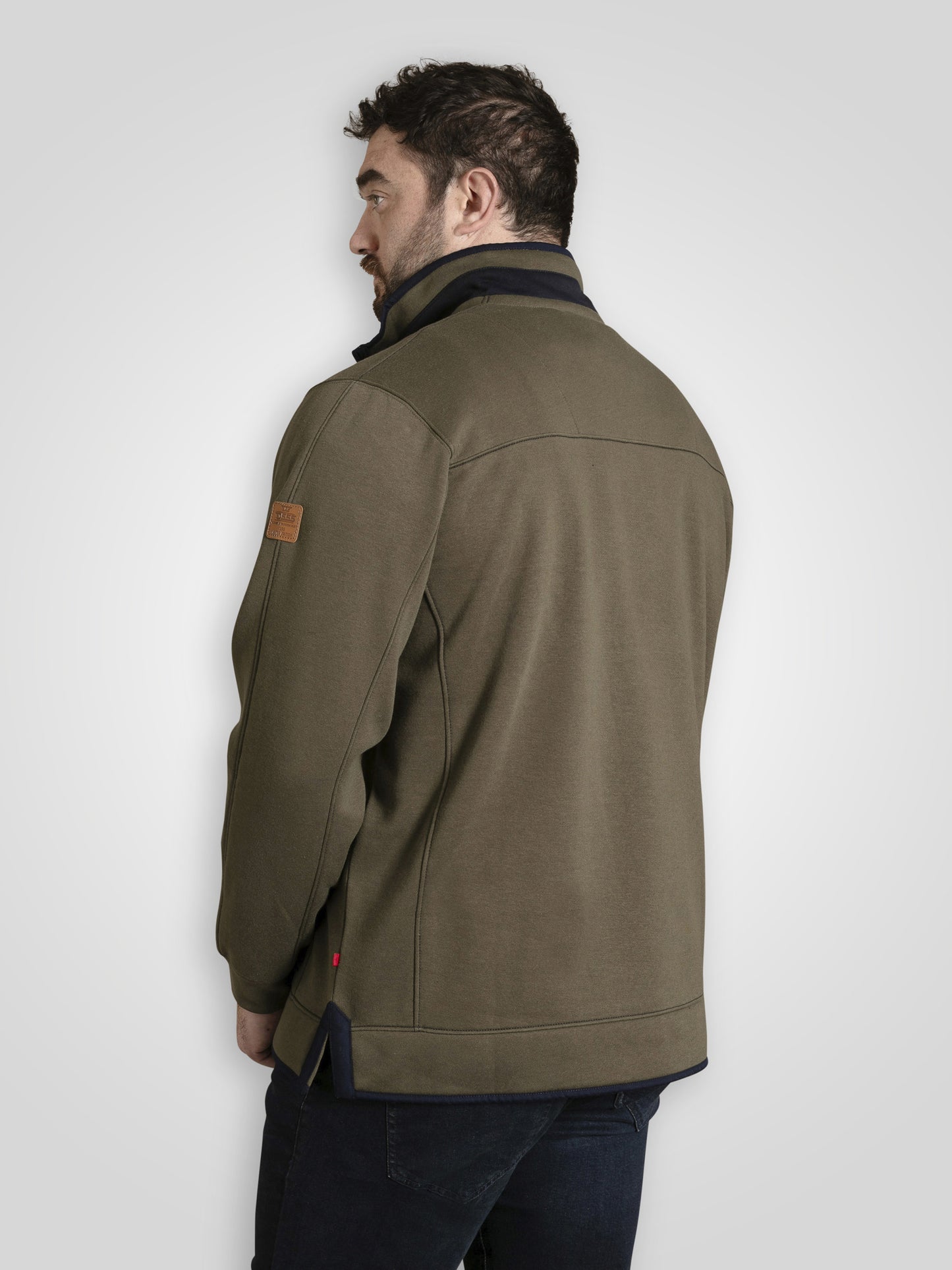 LEICESTER 2 -D555 Khaki Green Khaki Quarter Zip Neck Fleece Sweatshirt