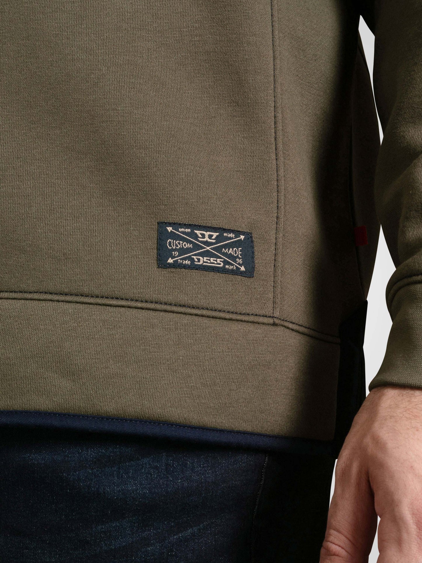 LEICESTER 2 -D555 Khaki Green Khaki Quarter Zip Neck Fleece Sweatshirt