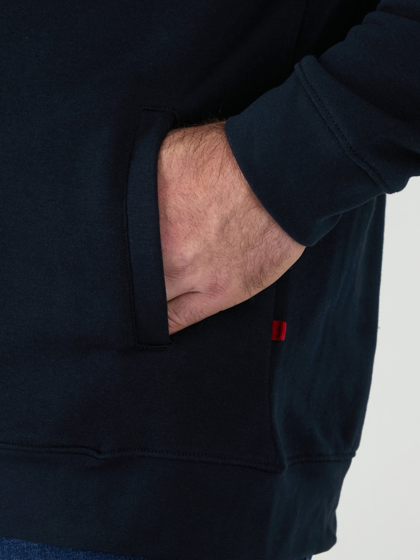 JOHNSON 2 -D555 Navy Blue Zip Through Sweatshirt In Fleece with Embroidery